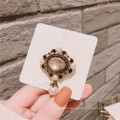 Korean Geometric Alloy Rhinestone Pearl Brooch for Women Girl Coat Sweater Accessories Vintage Badge Fashion Jewelry Handmade